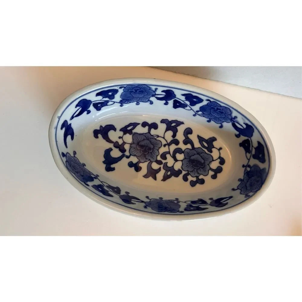 No Brand White Blue Floral‎ Bowl Decor Serving Ware Dinner Kitchen